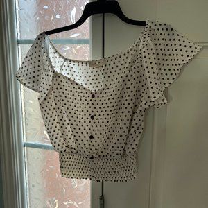 Crop Top with brown Polka dots